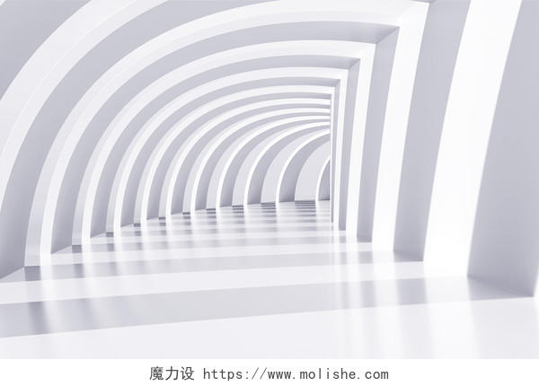 白色立体3D白模螺旋感空间通用立体背景立体空间背景
